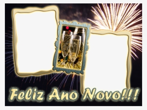 Moldura Para Duas Fotos Tema Réveillon, Frase Feliz - New Year #3909286