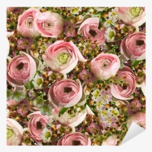 Gentle Bouquet From Pink Roses And Small Flower Sticker - Flower #3912428