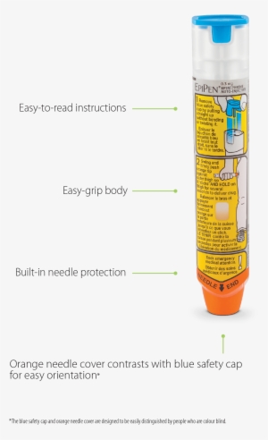 Epipen® Device With Callouts Indicating Easy To Read - Epipen Francais #3912454