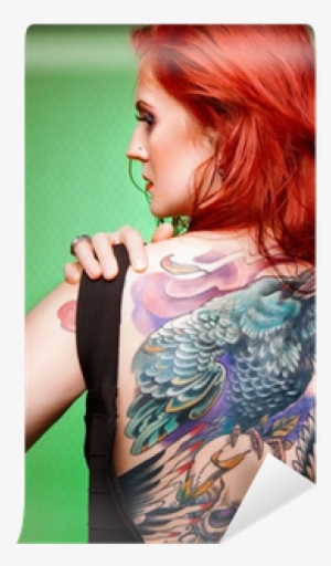 Beautiful Sexy Glamorous Girl With Tattoos - Redhead With Back Tattoo #3913652