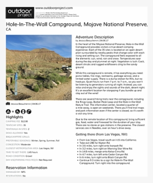 Hole In The Wall Campground Field Guide - Canyon Creek Lakes Trail Map #3913675