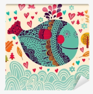 Cartoon Vector Illustration With Whale Wall Mural • - Whimsical Whale Ornament (round) #3917283