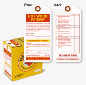 Zoom, Price, Buy - Hot Work Permit Tags, 6-1/4" X 3", White Vinyl - Box #3917535