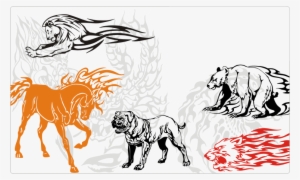 Vector Clipart Set - Pit Bull Tattoo Large Wall Clock #3919066