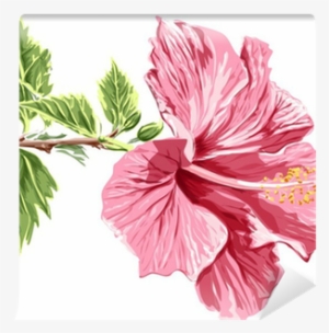 Vector / Eps10 Wall Mural • Pixers® • We Live To Change - Sketched Pink Hibiscus 5'x7'area Rug #3919393