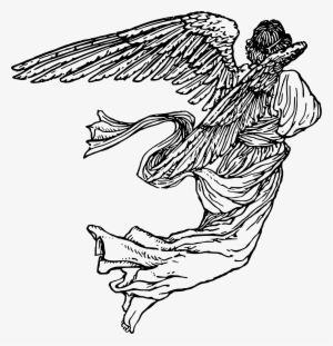 Angel Drawing Png - Black And White Angel Png #3920354