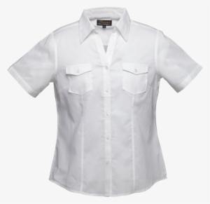 Ladies Corporate Blouse, - Military Short Sleeve White Button Up #3926152