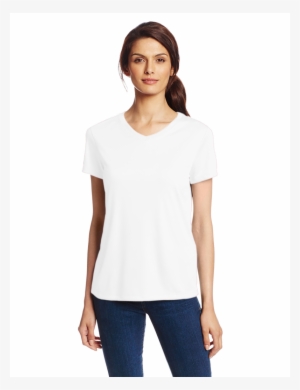 Awesome Women In Transparent Blouse Peach Chevron Blouse - Woman In Black Tshirt #3926700