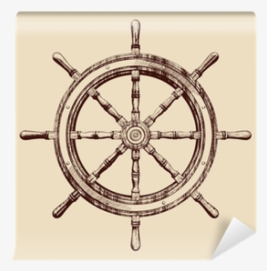 Ship Steering Wheel Vintage Vector Illustration Wall - Timon De Barco Tatuaje #3927261