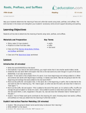 Roots, Prefixes, And Suffixes - Science Lesson Plan For Goldilocks And The Three Bears #3928213