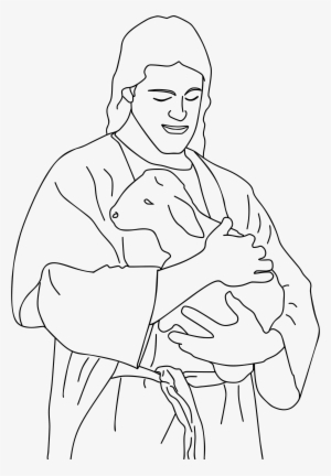 Big Image - Jesus Holding Lamb Coloring Page #3930277