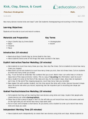 Kick, Clap, Dance, & Count - Science Lesson Plans For First Grade #3931413