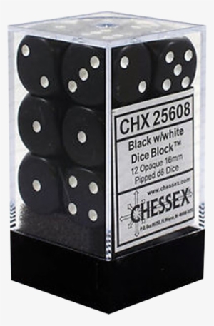 Chessex Black W/white Opaque 16mm D6 Dice Block - D6 Dice Cirrus 16mm Light Blue/white (12 Dice In Display) #3933196