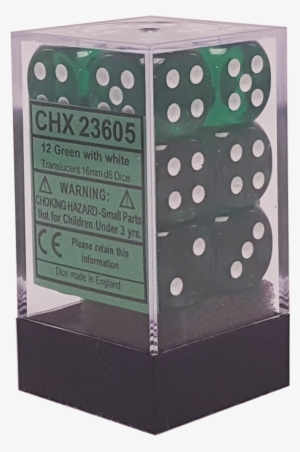 Translucent Green With White 16mm D6 - Dice Game #3933418