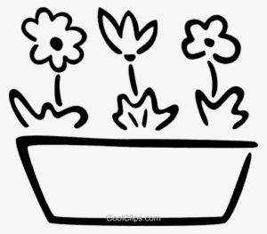 Potted Flowers Royalty Free Vector Clip Art Illustration - Illustration #3933882