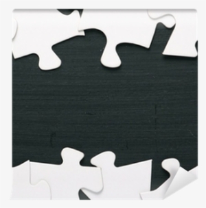 A Border Of Blank White Jigsaw Puzzle Pieces On A Blackboard - Word Confidence #3934531