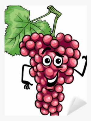 Funny Red Grapes Fruit Cartoon Illustration Sticker - Grape Fruit Cartoon #3936009