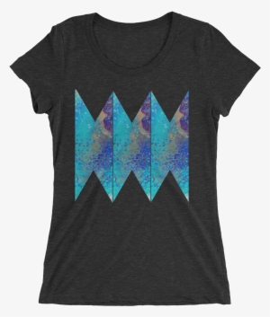 Blue Abstract Design T-shirt For Women 3 - Born To Shop Forced To Work Sign #3937243