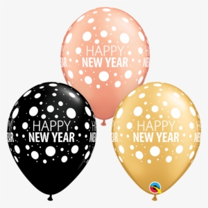 Happy New Year Rose Gold, Black & Gold 11" Latex Balloons - Balloon #3938529