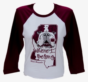 Dixie Raglan Bulldog Face Inside Of Ms Shape Long Sleeve - Raglan Sleeve #3942628