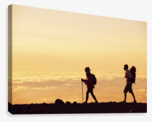Hikers With Backpacks Hiking On Top Of A Mountain At #3942693