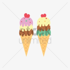 Shapes Clipart Ice Cream Cone - Two Ice Cream Cartoon #3945942