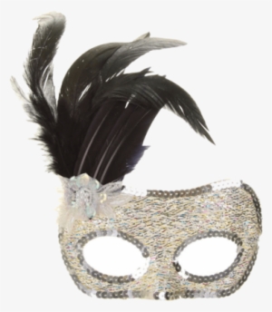 Decorative Silver Mask With Sequin Detailing Flower - Masque #3948976