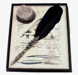 Rubinato 7342 Feather Pen Rest And Inkwell Set #3950489