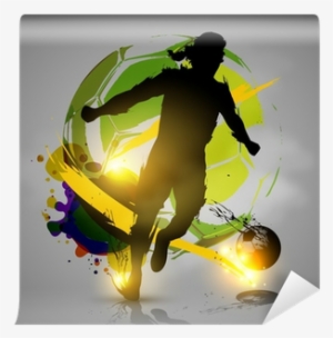 Silhouette Soccer Player Ink Splatters Wall Mural • - Football #3954327 Silhouette Soccer Player Ink Splatters Wall Mural • - Football #3954327