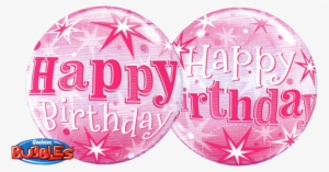 Cardiff Balloons Brings You A Pink Happy Birthday Bubb - Bubble Balloon - Birthday Pink Starburst Sparkles 56 #3956242