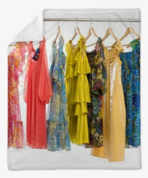 Colorful Clothes Choice Of Casual Clothes On Wooden - Clothes Hanger #3958292