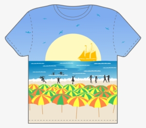 Clip Art Graphic Of A Blue Short Sleeved T Shirt Character - Beach Theme T Shirt #3961831