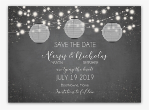 Rustic Save The Date Card Chalkboard Paper Lantern - Wedding Invitation #3963026