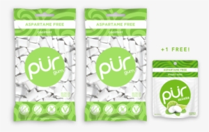 Buy 2 Gum Bags, Get 1 Mint Pouch Free - Pur - Aspartame Free Chewing Gum Bubble Gum - 55 Pieces #3963375