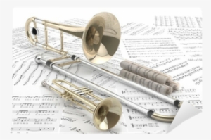 Trombón Y Trompeta Sobre Partituras - Trompetas Y Trombones #3966401