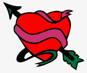 Cupid Bow Arrow Hearts, Heart With Ribbon And Arrow - Heart With Arrow #3972223