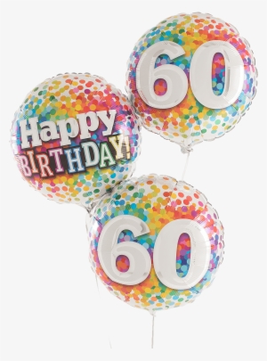 60 Rainbow Confetti Happy Birthday Balloons - 18' Happy Birthday Rainbow Confetti Round Foil Balloon #3974068