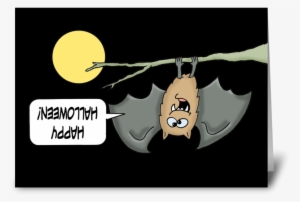 Halloween Card With Cute Bat Upsidedown Greeting Card #3976409