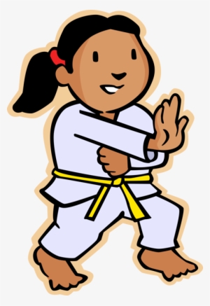 Vector Illustration Of Primary Or Elementary School - Karate Girl Cartoon #3977631