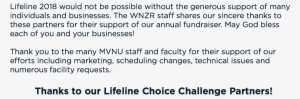 Thank You Lifeline 2018 Would Not Be Possible Without - Grammatical Aspect #3980124