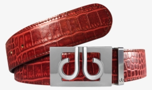 Burgundy Crocodile Textured Leather Belt With Buckle #3981030