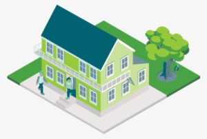 Image Of Two Story House With Tree And People - Houses Without Background #3981659