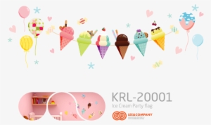 Collaboration Design Ice Cream Party Flag #3981979