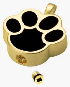 Black Inlay Paw Print Cremation Jewelry Urn Opening - Cremation #3984584