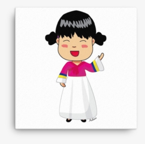 Canvas Art Print Of Korean Girl By Artist Mahieu - Kaffeetasse Mit Koreaner Chibi Durch Mahieu #3984857