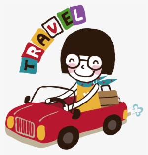 South Korea Girl Travel Car Illustration - Cartoon #3985262