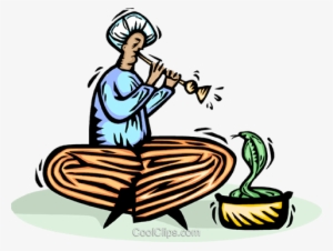 Snake Charmer Royalty Free Vector Clip Art Illustration - Cobra Flute #3987718