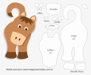 Molde De Cavalo Marrom Porta Maçaneta Para Eva - Molde Cabeça Cavalo Eva #3988086