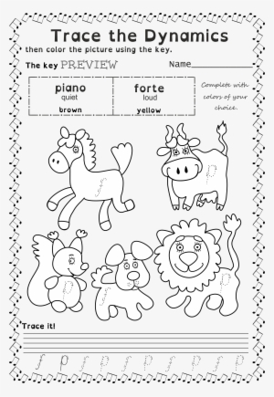 Trace And Color Worksheets For Beginners - Music #3988535