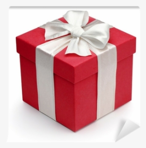 Red Gift Box With White Ribbon And Bow - Caja De Regalo Roja #3990292